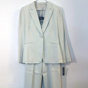 Tahari pale green light pinstripe suit